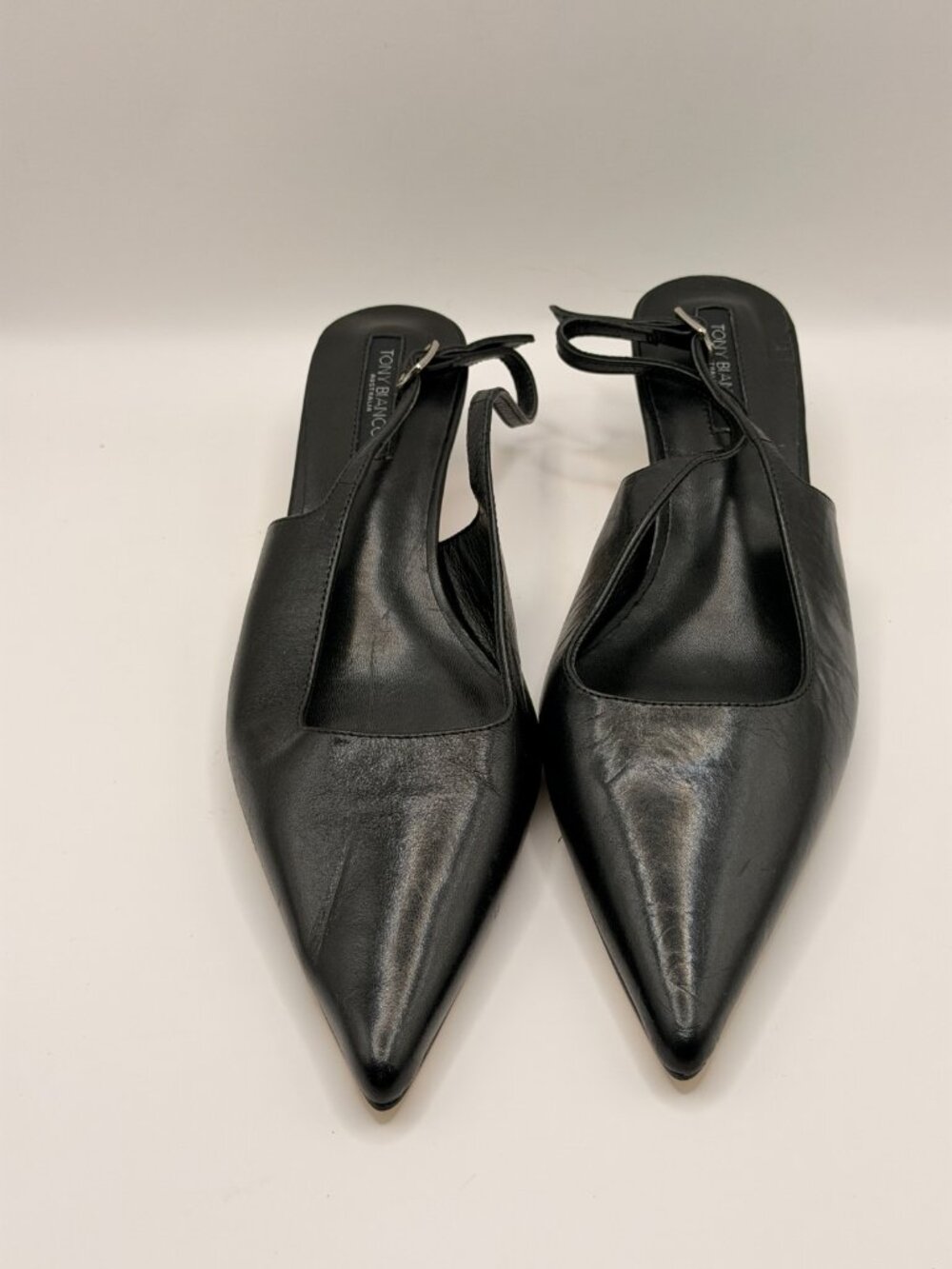 Tony Bianco Womens Crush Black Leather Slingback Kitten Heels  Sz 8.5